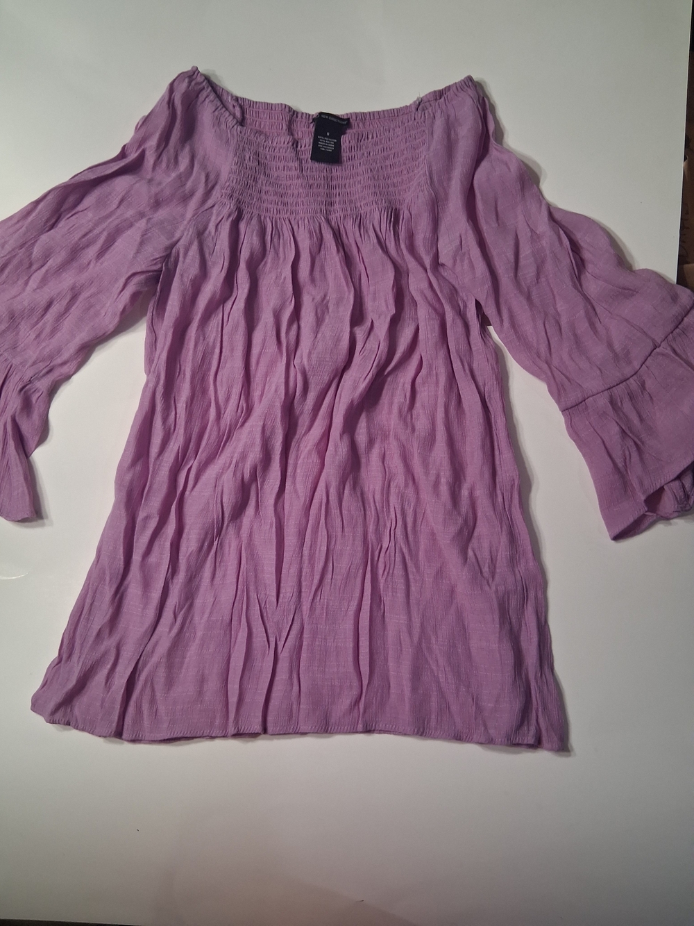 new directions Lilac Off-Shoulder Smocked Blouse